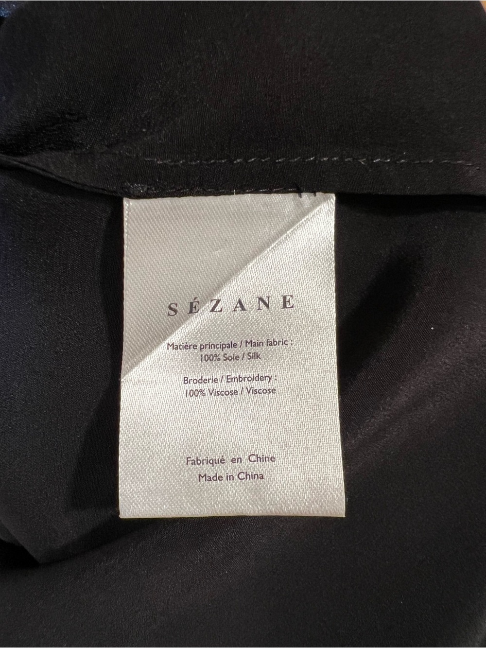 Sézane Palma Embroidered Silk Camisole Top Black FR 36 US 4 Feminine French - Picture 5 of 7